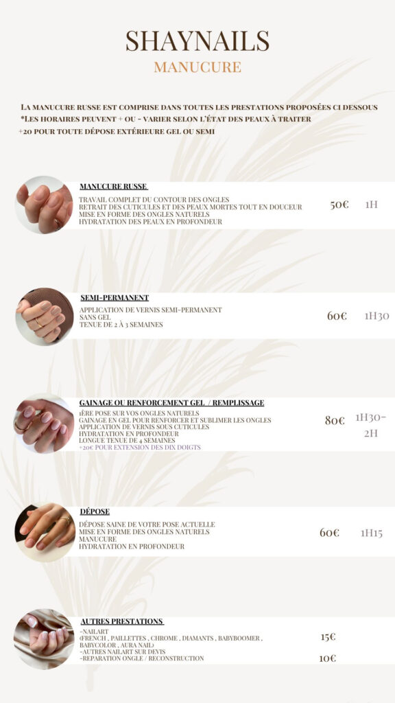 TARIFS MANUCURE SHAYNAILS